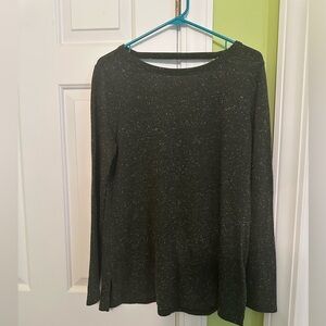 LOFT Dark Green Speckled Long Sleeve Shirt Size Large